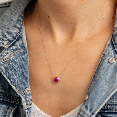 Natural Ruby Pendant on 45cm Chain in Sterling Silver