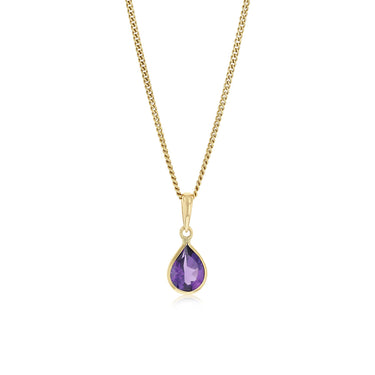 Natural Amethyst Bezel Pendant in 9ct Yellow Gold