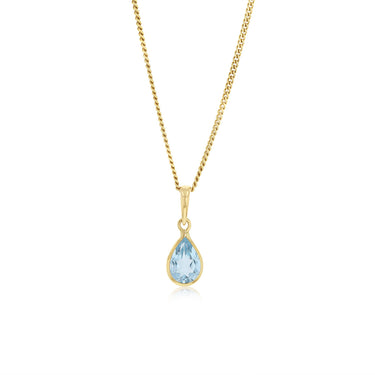 Natural Blue Topaz Bezel Pendant in 9ct Yellow Gold