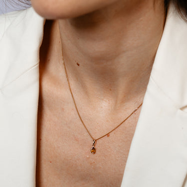 Natural Citrine Bezel Pendant in 9ct Yellow Gold