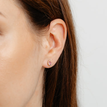 Pink Topaz Stud Earrings in 9ct Yellow Gold