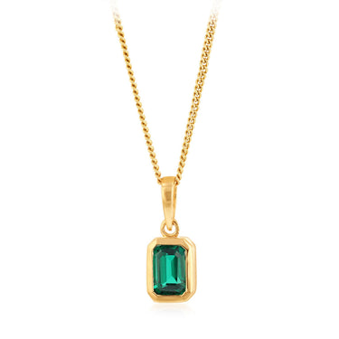 Created Emerald Pendant in 9ct Yellow Gold
