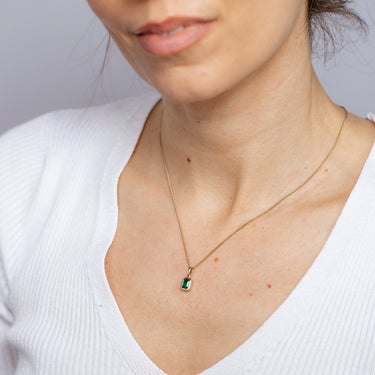 Created Emerald Pendant in 9ct Yellow Gold