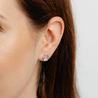 Natural Sky Blue Topaz Heart Stud Earrings in Sterling Silver