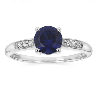 Created Sapphire & Diamond Ring in Sterling Silver