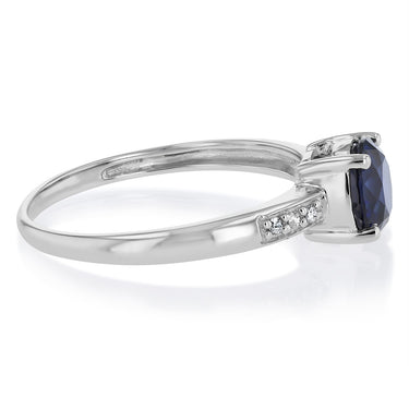 Created Sapphire & Diamond Ring in Sterling Silver