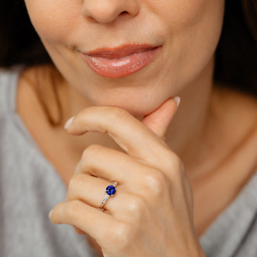 Created Sapphire & Diamond Ring in Sterling Silver