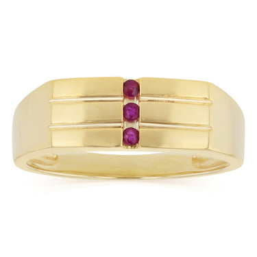 Natural Ruby Gents Ring in Gold Plated Sterling Silver