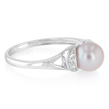 Pearl & Diamond Ring in Sterling Silver