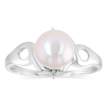 Pearl & Diamond Ring in Sterling Silver