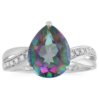 Mystic Topaz and Cubic Zirconia Ring in Sterling Silver