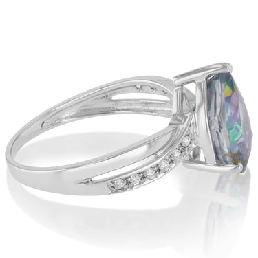 Mystic Topaz and Cubic Zirconia Ring in Sterling Silver