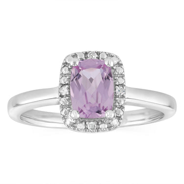 Created Pink Sapphire and Diamond Ring in Sterling Silver