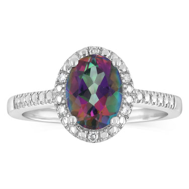 Mystic Topaz and Diamond Ring in Sterling Silver
