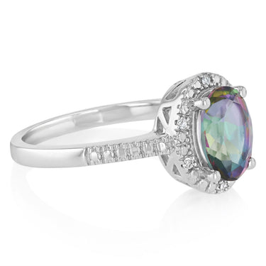 Mystic Topaz and Diamond Ring in Sterling Silver