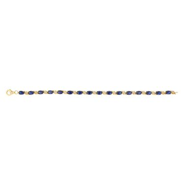 Created Sapphire and 1/10 Carat Diamond 17cm Bracelet in Gold Plated Sterling Silver