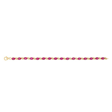 Created Ruby and 1/10 Carat Diamond 17cm Bracelet in Gold Plated Sterling Silver