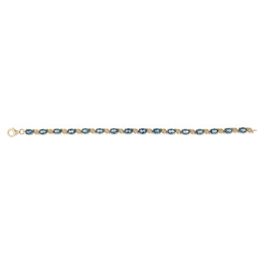 London Blue Topaz and 1/10 Carat Diamond 17cm Bracelet in Gold Plated Sterling Silver