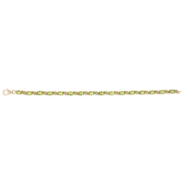 Peridot and 1/10 Carat Diamond 17cm Bracelet in Gold Plated Sterling Silver