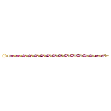 Pink Topaz and 1/10 Carat Diamond 17cm Bracelet in Gold Plated Sterling Silver