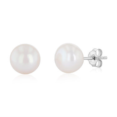 8-9mm White Freshwater Pearl Earrings in Sterling Silver