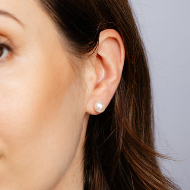 8-9mm White Freshwater Pearl Earrings in Sterling Silver