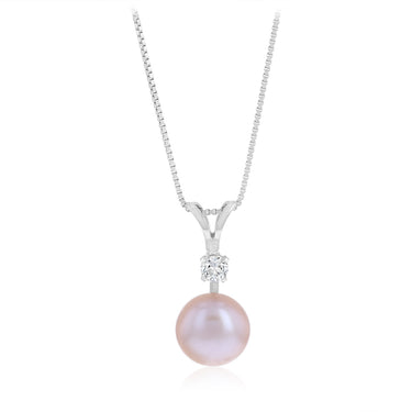 8-9mm Pink Freshwater Pearl Pendant and Earrings Matching Set in Sterling Silver