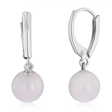 Rose Quartz Drop Earrings in Sterling Silver