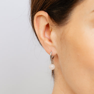 Rose Quartz Drop Earrings in Sterling Silver