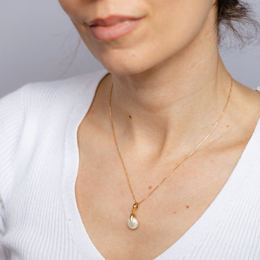 10-11mm White Freshwater Pearl Pendant in Gold Plated Sterling Silver