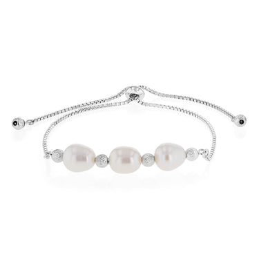 White Freshwater Pearl Bracelet in Sterling Silver