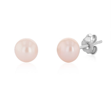 6-7mm Pink Freshwater Pearl Chain and Earrings Set in Sterling Silver