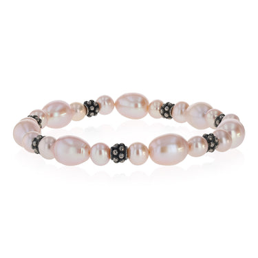 Pink Freshwater Pearl Bracelet in Sterling Silver
