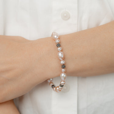 Pink Freshwater Pearl Bracelet in Sterling Silver