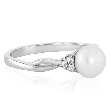 6-7mm White Freshwater Pearl Ring in Sterling Silver