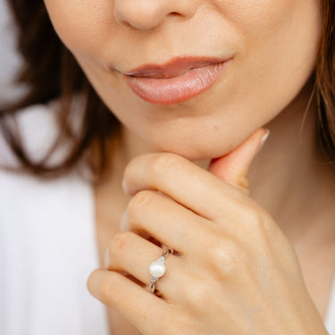 6-7mm White Freshwater Pearl Ring in Sterling Silver