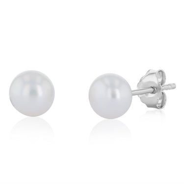 5.5-6mm White Freshwater Pearl Earrings in Sterling Silver