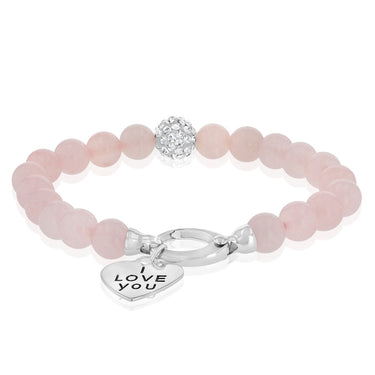 10mm Rose Quartz Bracelet in Sterling Silver