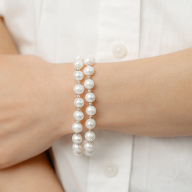7-8mm White Freshwater Pearl Bracelet in Sterling Silver
