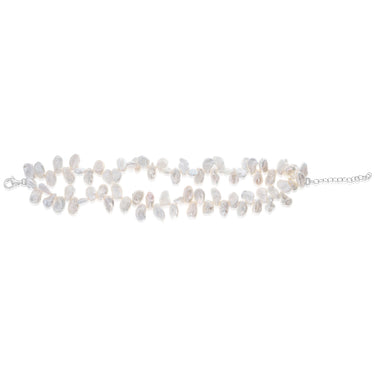 White Keshi Freshwater Pearl Bracelet in Sterling Silver