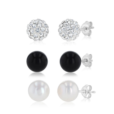 Freshwater Pearl Earrings Set in Sterling Silver