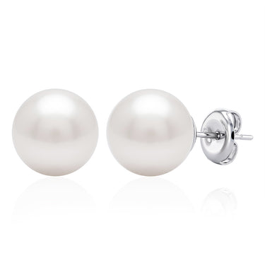 11-12mm White South Seal Pearl Stud Earrings in Sterling Silver