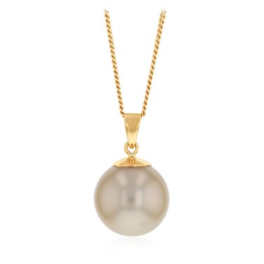 10-12mm Golden South Seal Pearl Pendant with in 9ct Yellow Gold