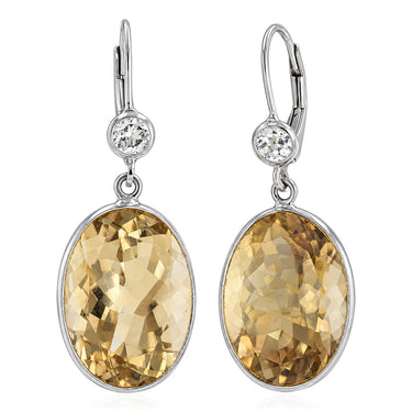 Citrine and White Topaz Drop Earrings in Sterling Silver