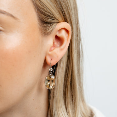 Citrine and White Topaz Drop Earrings in Sterling Silver