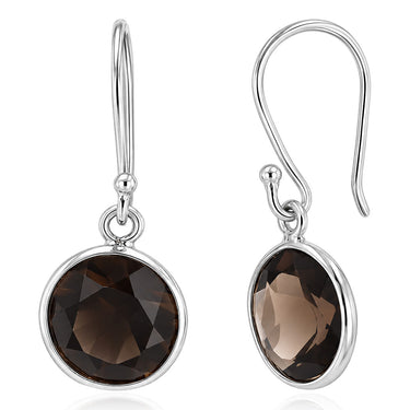 Smokey Quartz Drop Earrings in Sterling Silver