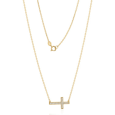 Cubic Zirconia Cross 45cm Necklace in 9ct Yellow Gold