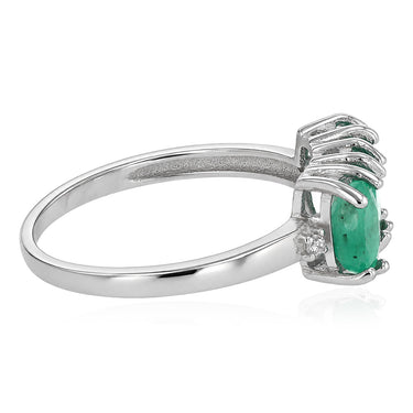 Natural Emerald Trilogy Ring in Sterling Silver