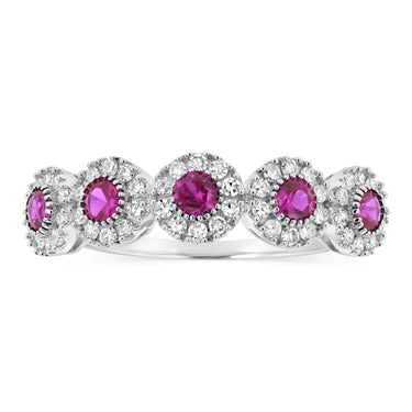 Luminesce Lab Grown 1/4 Carat Diamonds 3 Created Ruby Sterling Silver