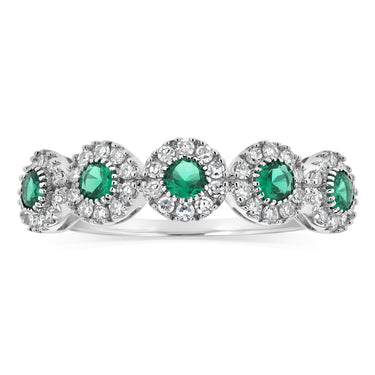 Luminesce Lab Grown 1/4 Carat Diamonds 3 Created Emerald Sterling Silver